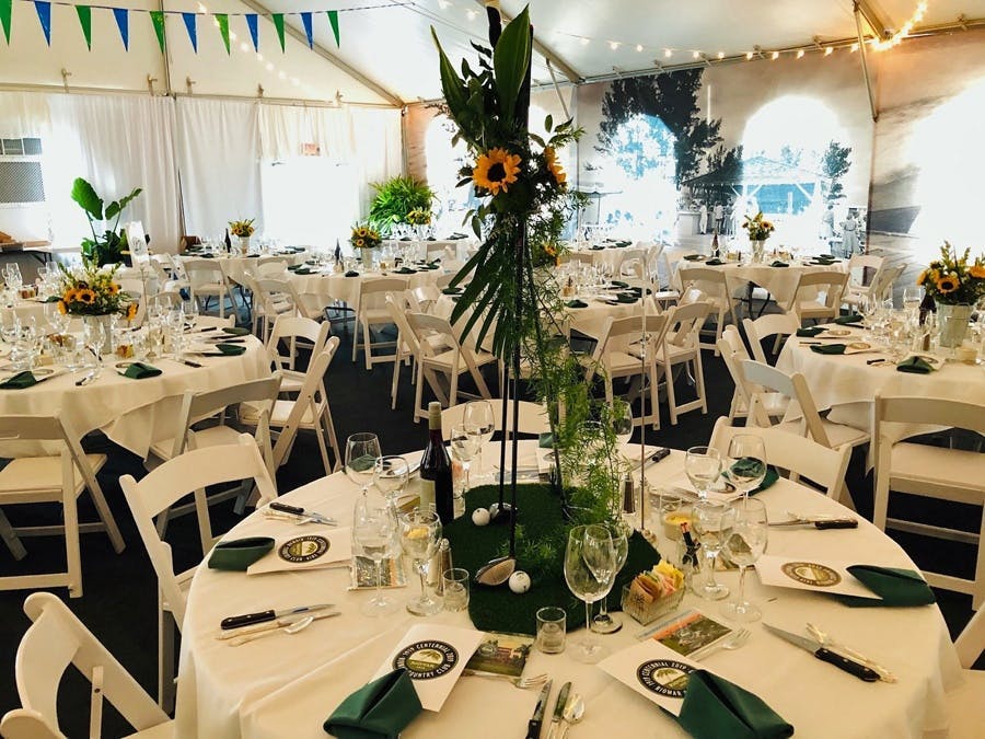 Floral centerpiece on table